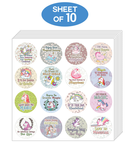 Creanoso Unicorn Stickers Series 3 - Magical (10-Sheet) - Classroom Reward Incentives for Students and Children - Stocking Stuffers Party Favors & Giveaways for Teens & Adults
