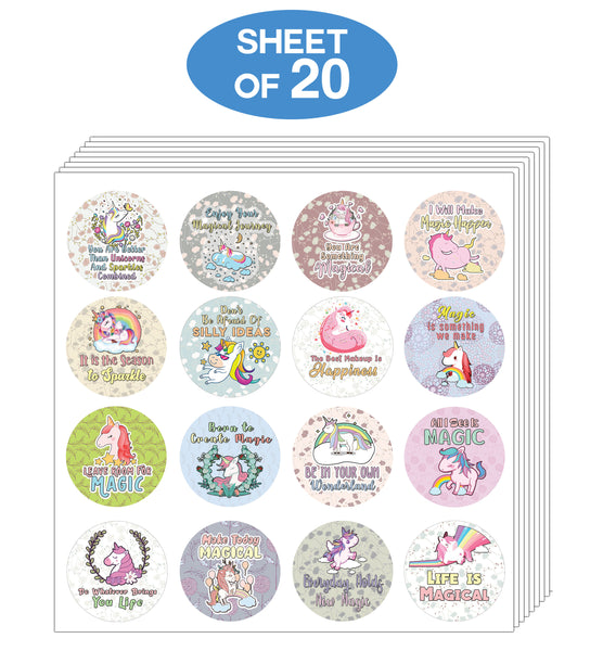 Creanoso Unicorn Stickers Series 3 - Magical (20-Sheet) - Premium Quality Gift Ideas for Children, Teens, & Adults for All Occasions - Stocking Stuffers Party Favor & Giveaways
