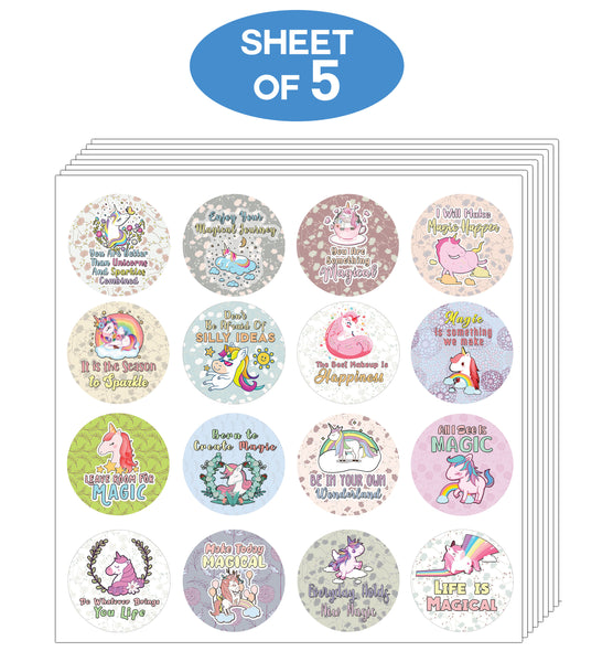 Creanoso Unicorn Stickers Series 3 - Magical (5-Sheet) - Stocking Stuffers Premium Quality Gift Ideas for Children, Teens, & Adults - Corporate Giveaways & Party Favors