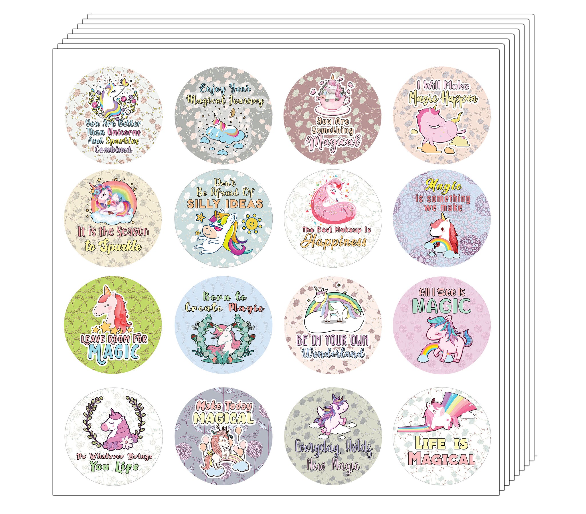Creanoso Unicorn Stickers Series 3 - Magical (20-Sheet) - Premium Quality Gift Ideas for Children, Teens, & Adults for All Occasions - Stocking Stuffers Party Favor & Giveaways