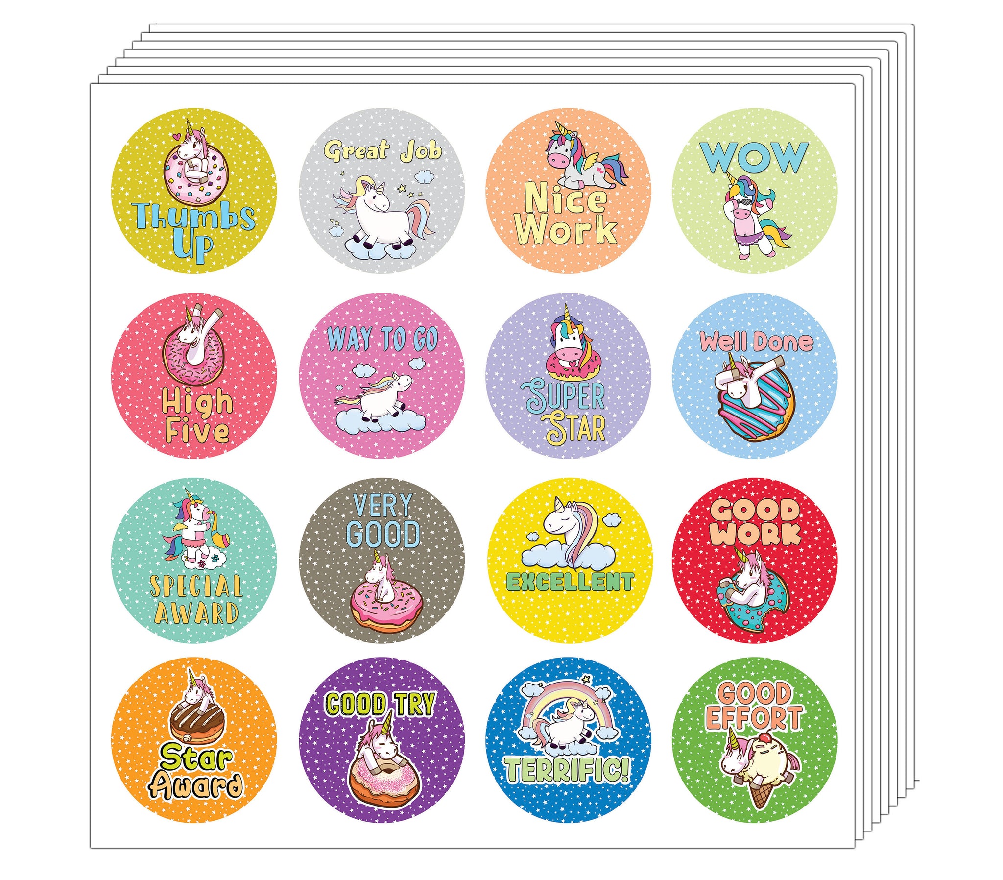 Creanoso Unicorn Stickers Series 4 - Classroom Rewards (20-Sheet) - Premium Quality Gift Ideas for Children, Teens, & Adults for All Occasions - Stocking Stuffers Party Favor & Giveaways