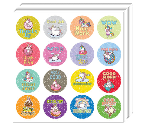 Creanoso Unicorn Stickers Series 4 - Classroom Rewards (5-Sheet) - Stocking Stuffers Premium Quality Gift Ideas for Children, Teens, & Adults - Corporate Giveaways & Party Favors