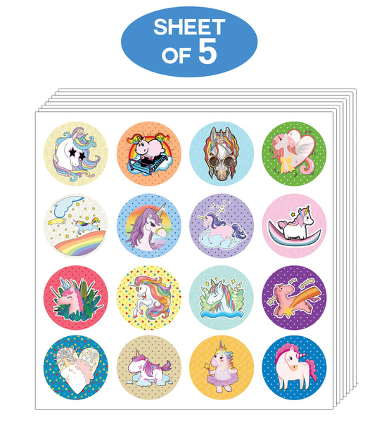Creanoso Unicorn Stickers Series 5 - Just Unicorn (5-Sheet) - Stocking Stuffers Premium Quality Gift Ideas for Children, Teens, & Adults - Corporate Giveaways & Party Favors