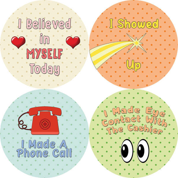 Creanoso Anxiety Rewards Stickers (20-Sheet) - Premium Quality Gift Ideas for Children, Teens, & Adults for All Occasions - Stocking Stuffers Party Favor & Giveaways