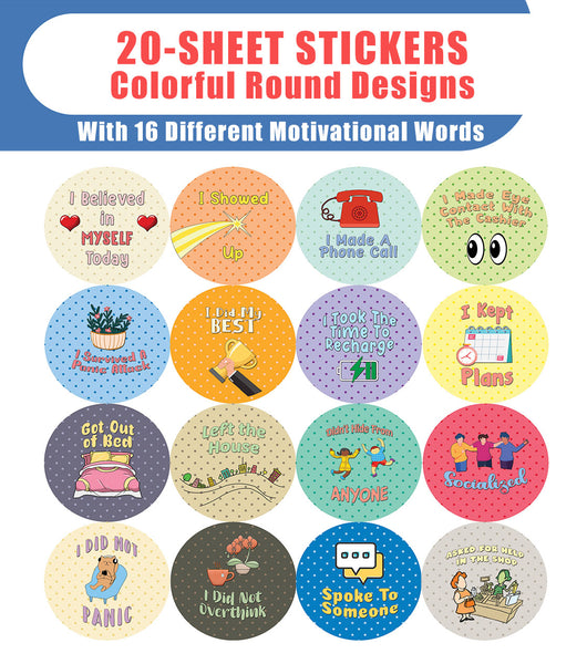 Creanoso Anxiety Rewards Stickers (20-Sheet) - Premium Quality Gift Ideas for Children, Teens, & Adults for All Occasions - Stocking Stuffers Party Favor & Giveaways