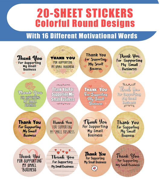 Small Business Thank You Stickers Series 1 (20-Sheet)