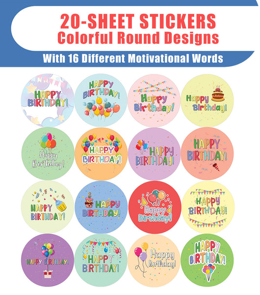 Happy Birthday Stickers (20-Sheet)