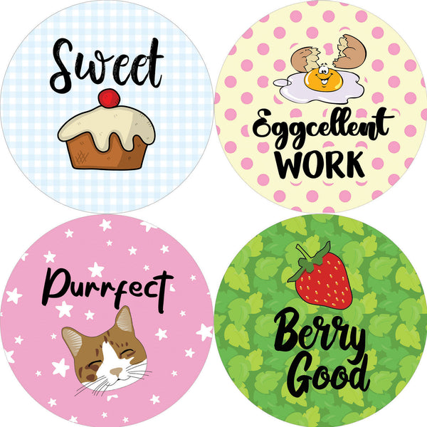 Children Class Award Stickers - Food Puns (5-Sheet)
