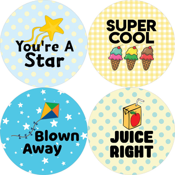 Children Class Award Stickers - Food Puns (5-Sheet)