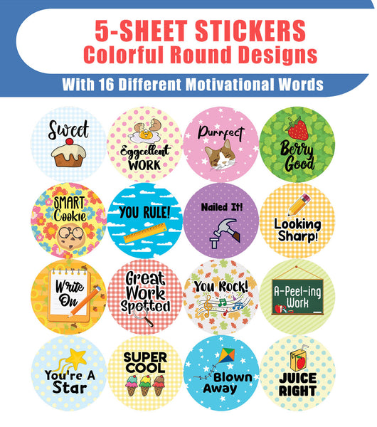 Children Class Award Stickers - Food Puns (5-Sheet)