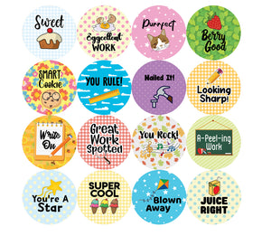 Children Class Award Stickers - Food Puns (20-Sheet)