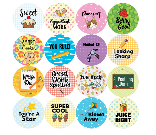 Children Class Award Stickers - Food Puns (20-Sheet)