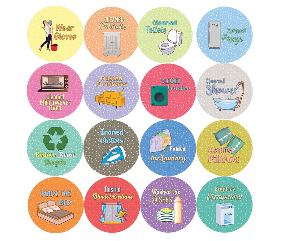 Creanoso Cleaning Duty Rewards Stickers (10-Sheet) - Reward Incentives for Students and Children - Stocking Stuffers Party Favors & Giveaways for Teens & Adults