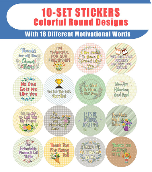 Creanoso Friend Acknowledgement Stickers (10-Sheet) - Classroom Reward Incentives for Students and Children - Stocking Stuffers Party Favors & Giveaways for Teens & Adults