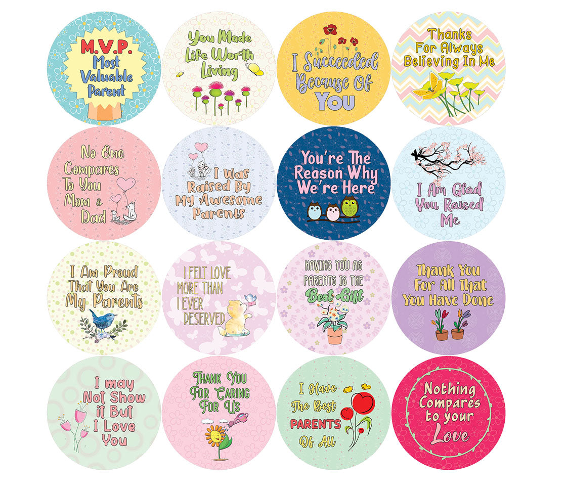 Creanoso Parents Appreciation Stickers (20-Sheet) - Premium Quality Gift Ideas for Children, Teens, & Adults for All Occasions - Stocking Stuffers Party Favor & Giveaways
