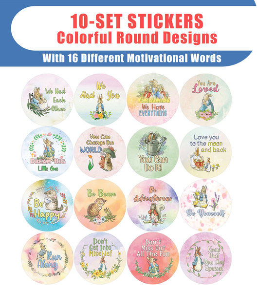 Creanoso Peter Rabbit Stickers (10-Sheet) - Classroom Reward Incentives for Students and Children - Stocking Stuffers Party Favors & Giveaways for Teens & Adults