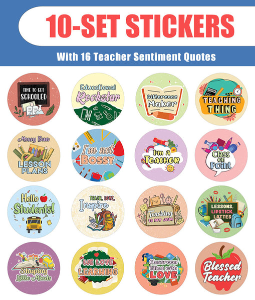 Teacher Sentiments Stickers (10 Sets X 16 Designs)