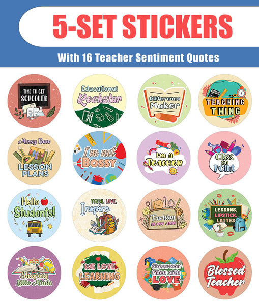 Teacher Sentiments Stickers (5 Sets X 16 Designs)