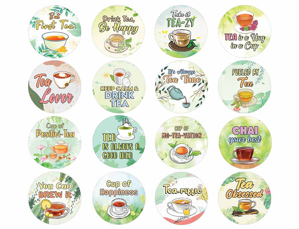 Cute Tea Lovers Stickers (20 Sets X 16 Designs)