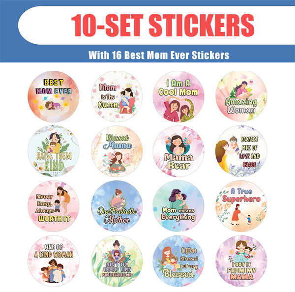 Best Mom Ever Stickers (10 Sets X 16 Designs)