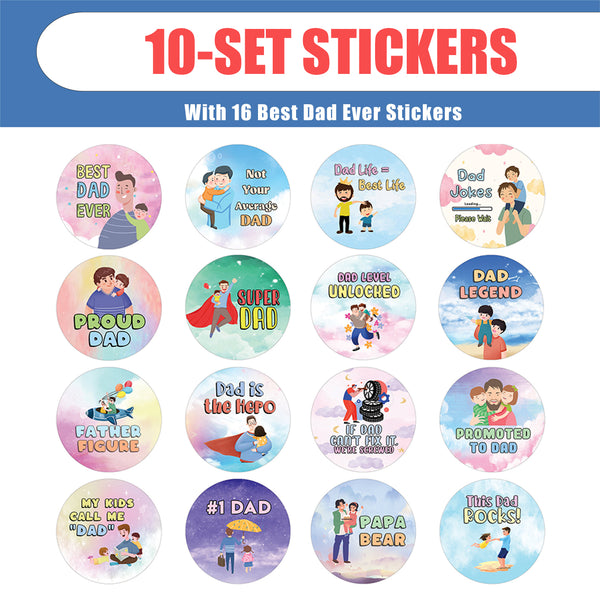 Best Dad Ever Stickers (10 Sets X 16 Designs)