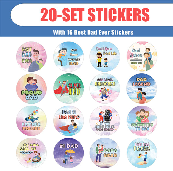Best Dad Ever Stickers (20 Sets X 16 Designs)
