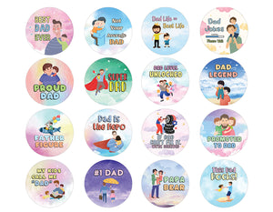 Best Dad Ever Stickers (5 Sets X 16 Designs)