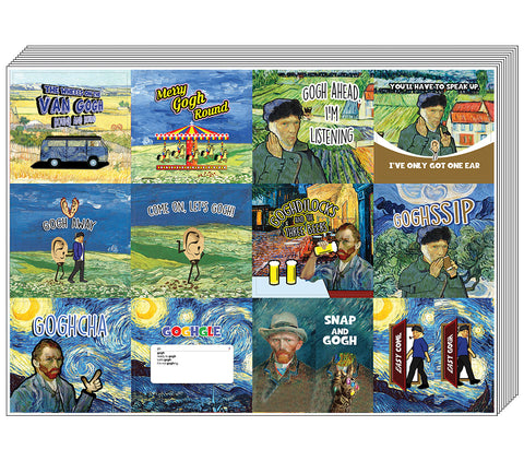 Creanoso Obsessed with Van Gogh Stickers Series 2 (5-Sheet) Ã¢â‚¬â€œ Total 60 pcs (5 X 12pcs) Individual Small Size 2.1" x 2", Unique Customized Themes Designs, Flat Surface DIY Art Decal for Kids