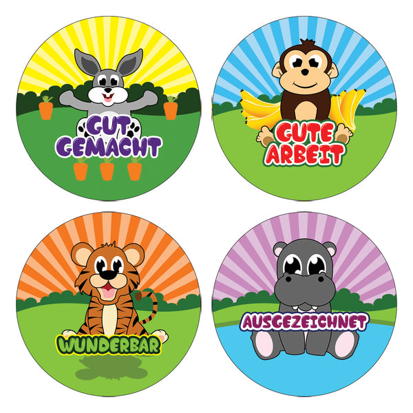 Creanoso Kids German Reward Praise Stickers - Animals Ã¢â‚¬â€œ Positive Rewards Incentives for Children