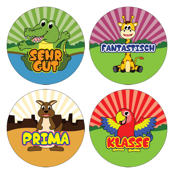 Creanoso Kids German Reward Praise Stickers - Animals Ã¢â‚¬â€œ Positive Rewards Incentives for Children