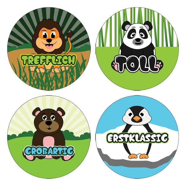 Creanoso Kids German Reward Praise Stickers - Animals Ã¢â‚¬â€œ Positive Rewards Incentives for Children