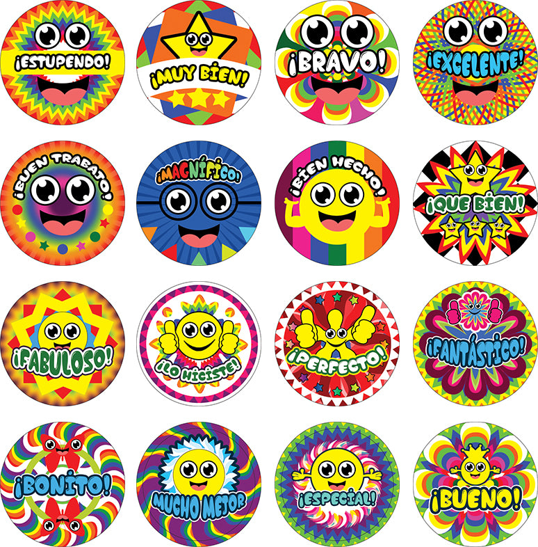 Spanish Happy Rewards Stickers - Stocking Stuffers Premium Quality Gifts for Children, Teens, Adults