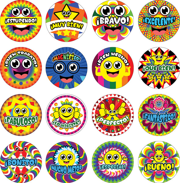 Spanish Happy Rewards Stickers - Stocking Stuffers Premium Quality Gifts for Children, Teens, Adults
