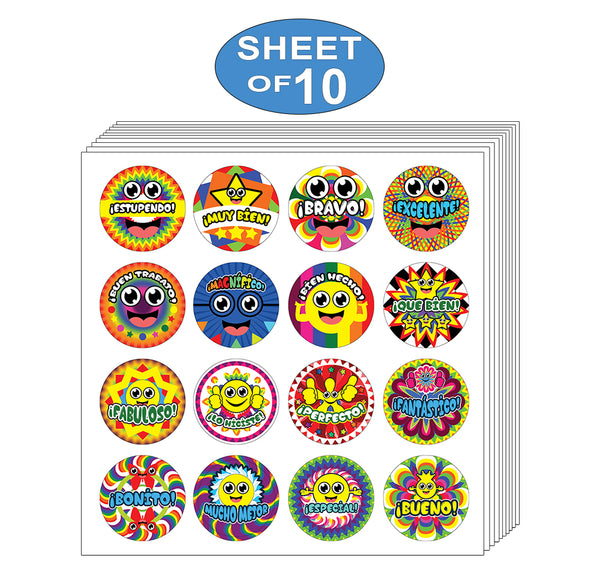Spanish Happy Rewards Stickers - Stocking Stuffers Premium Quality Gifts for Children, Teens, Adults