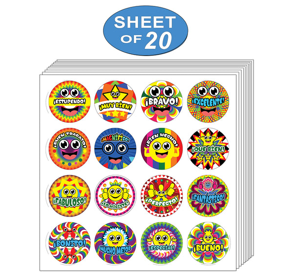 Spanish Happy Rewards Stickers - Stocking Stuffers Premium Quality Gifts for Children, Teens, Adults