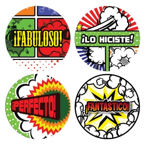 Creanoso Spanish Comic Praise Stickers (20-Sheet) Ã¢â‚¬â€œ Premium Gifts for Men, Women, Teens, Kids Ã¢â‚¬â€œ Incentive Reward Ideas
