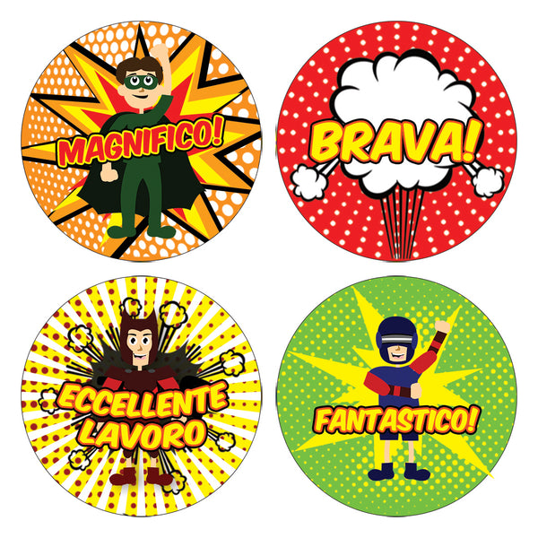 Creanoso Kids Italian Merit Reward Stickers - Superhero Comic Ã¢â‚¬â€œ Unique Stocking Stuffers Gifts