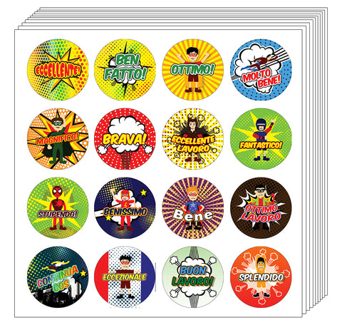 Creanoso Kids Italian Merit Reward Stickers - Superhero Comic Ã¢â‚¬â€œ Unique Stocking Stuffers Gifts