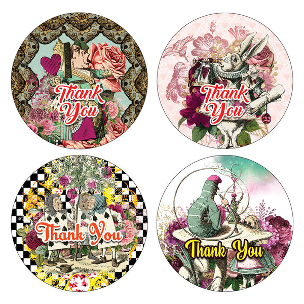 Creanoso Alice in Wonderland Thank You Stickers Ã¢â‚¬â€œ Gift Giveaways Stickers for Kids