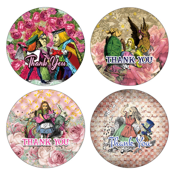 Creanoso Alice in Wonderland Thank You Stickers Ã¢â‚¬â€œ Gift Giveaways Stickers for Kids