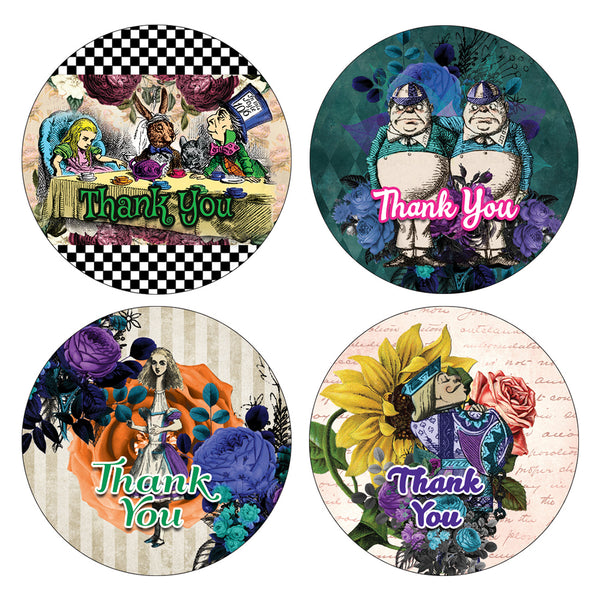 Creanoso Alice in Wonderland Thank You Stickers Ã¢â‚¬â€œ Gift Giveaways Stickers for Kids