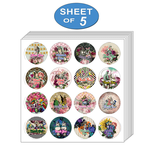 Creanoso Alice in Wonderland Thank You Stickers Ã¢â‚¬â€œ Gift Giveaways Stickers for Kids