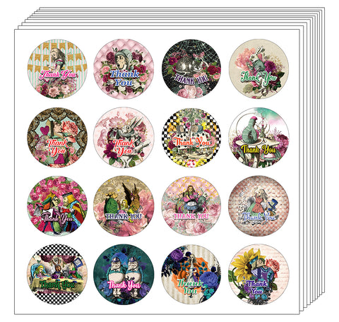 Creanoso Alice in Wonderland Thank You Stickers Ã¢â‚¬â€œ Gift Giveaways Stickers for Kids