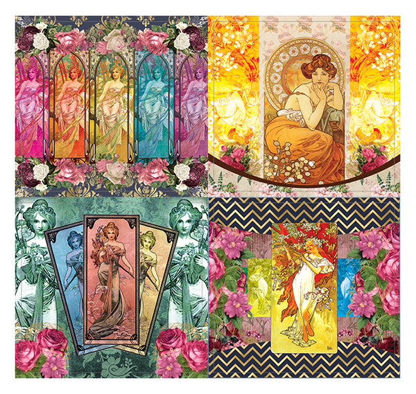 Creanoso Alphonse Mucha Art Stickers (10-Sheet) â€“ Total 120 pcs (10 X 12pcs) Individual Small Size 2.1 x 2. Inches , Unique Designs DIY Decoration Art Decal for Children