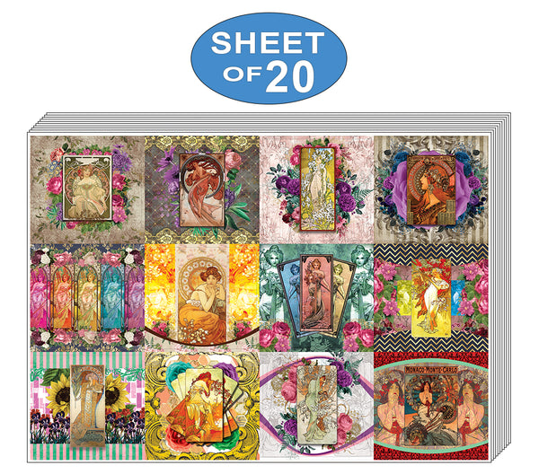 Creanoso Alphonse Mucha Art Stickers- Premium Quality Gift Sets Assorted Designs for Premium Gift for Boys ,Girls, Children, Adults and Parents