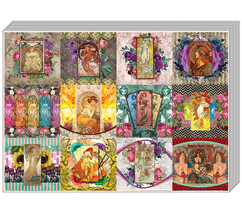 Creanoso Alphonse Mucha Art Stickers- Premium Quality Gift Sets Assorted Designs for Premium Gift for Boys ,Girls, Children, Adults and Parents