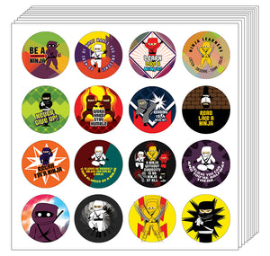 Ninja Funny Stickers (10-Sheet) - Assorted Designs for Children - Classroom Reward Incentives for Students - Stocking Stuffers & Party Favors