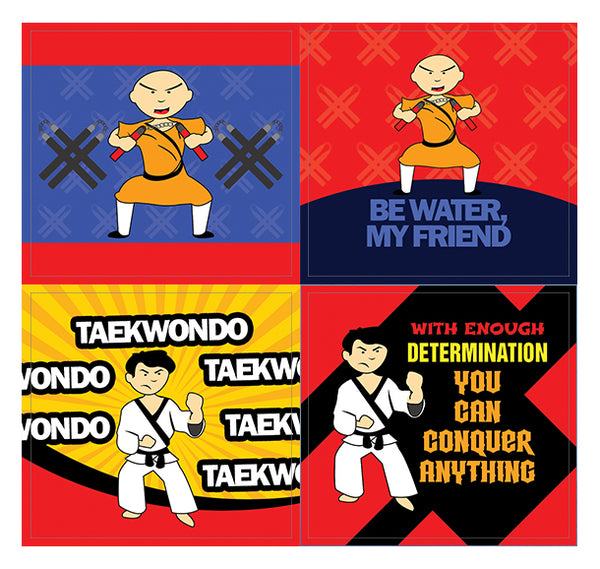 Creanoso Martial Arts Stickers (10-Sheet) Ã¢â‚¬â€œ Total 120 pcs (10 X 12pcs) Individual Small Size 2.1 x 2. Inches , Waterproof, Unique Personalized Themes Designs, Any Flat Surface DIY Decoration Art Decal for Boys & Girls, Children, Teens