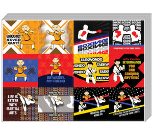 Martial Arts Stickers (20-Sheet)-Stocking Stuffers Encouragement Gifts for Boys, Girls, Teen, Men Women - Incentive Reward Ideas