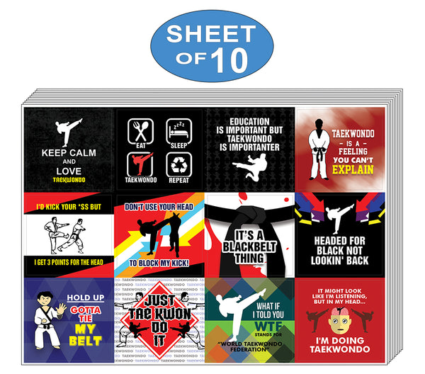Creanoso Taekwondo Stickers Ã¢â‚¬â€œ Humorous Gift Token Giveaways Set